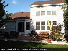 Before - Deck with Patio and Bar with Built in Fountain